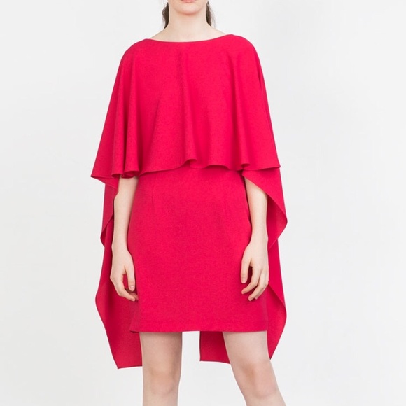 red cape dress zara